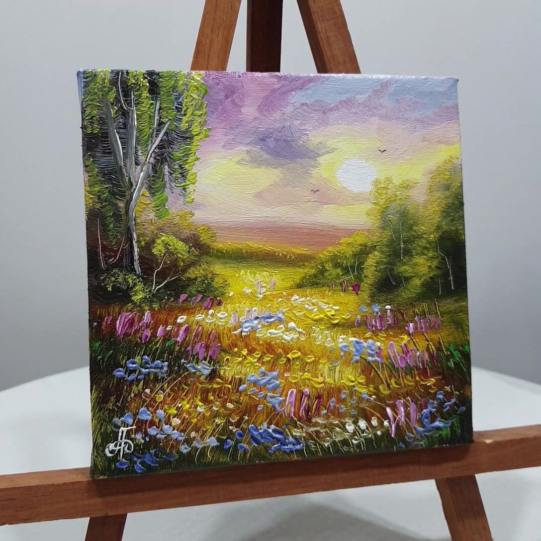 Landscape Original Hand Painted Home Decor Wall Art Gift Summer Ukrainian Artist