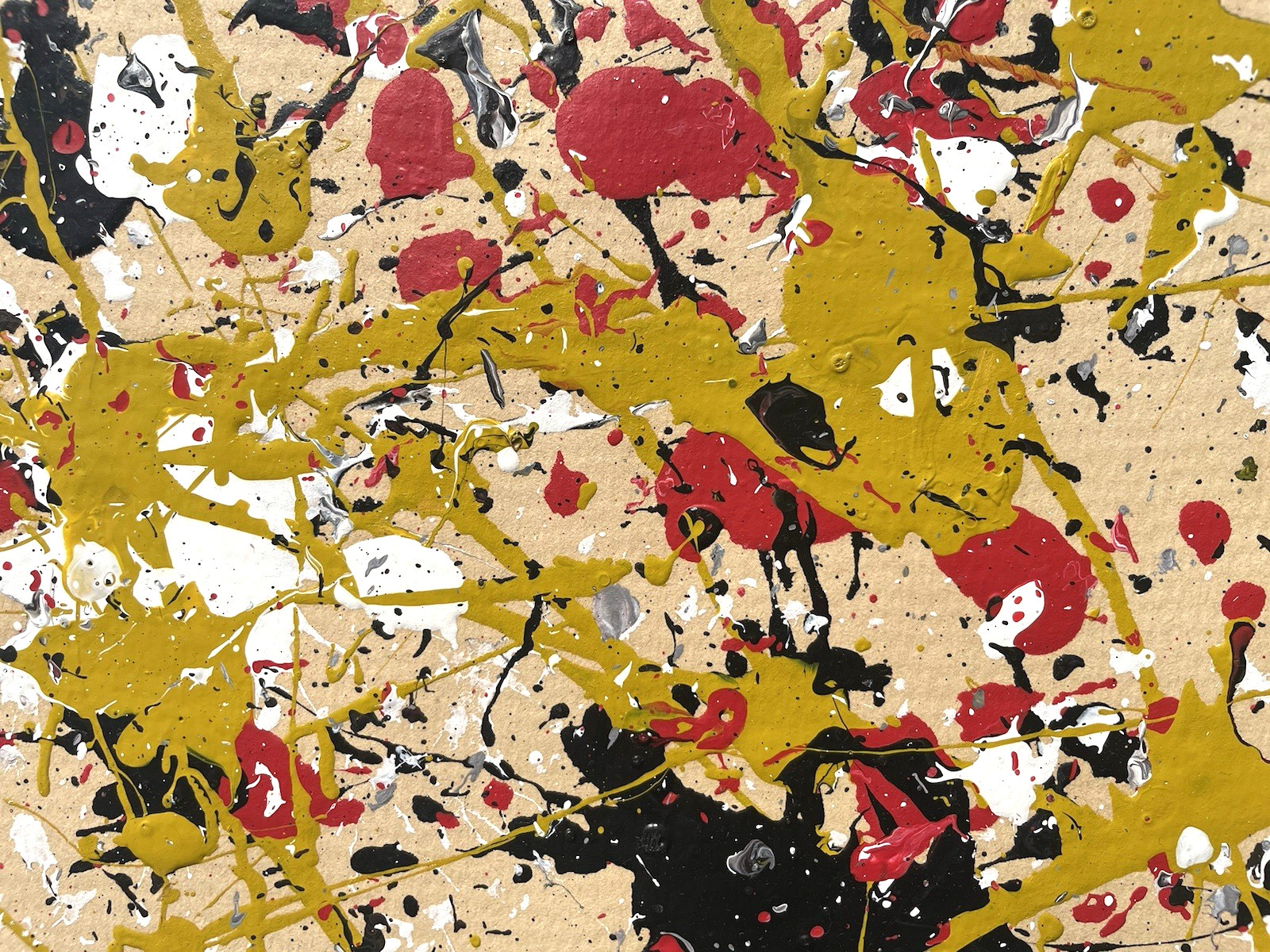 Original Painting Jackson Pollock Signed Yellow Red Abstract Expressionist D43