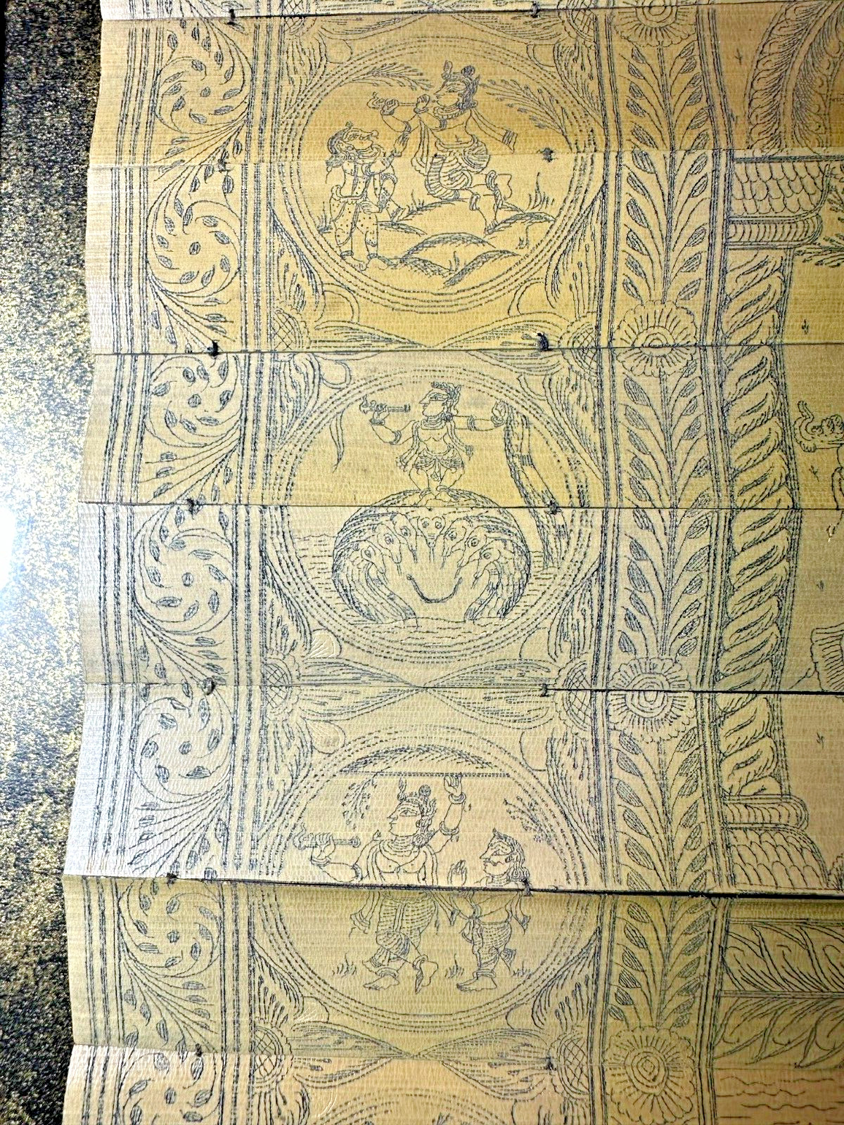 Tala Pattachitra Original Handmade Palm Leaf Engraving Framed Matted 20″ x 26″
