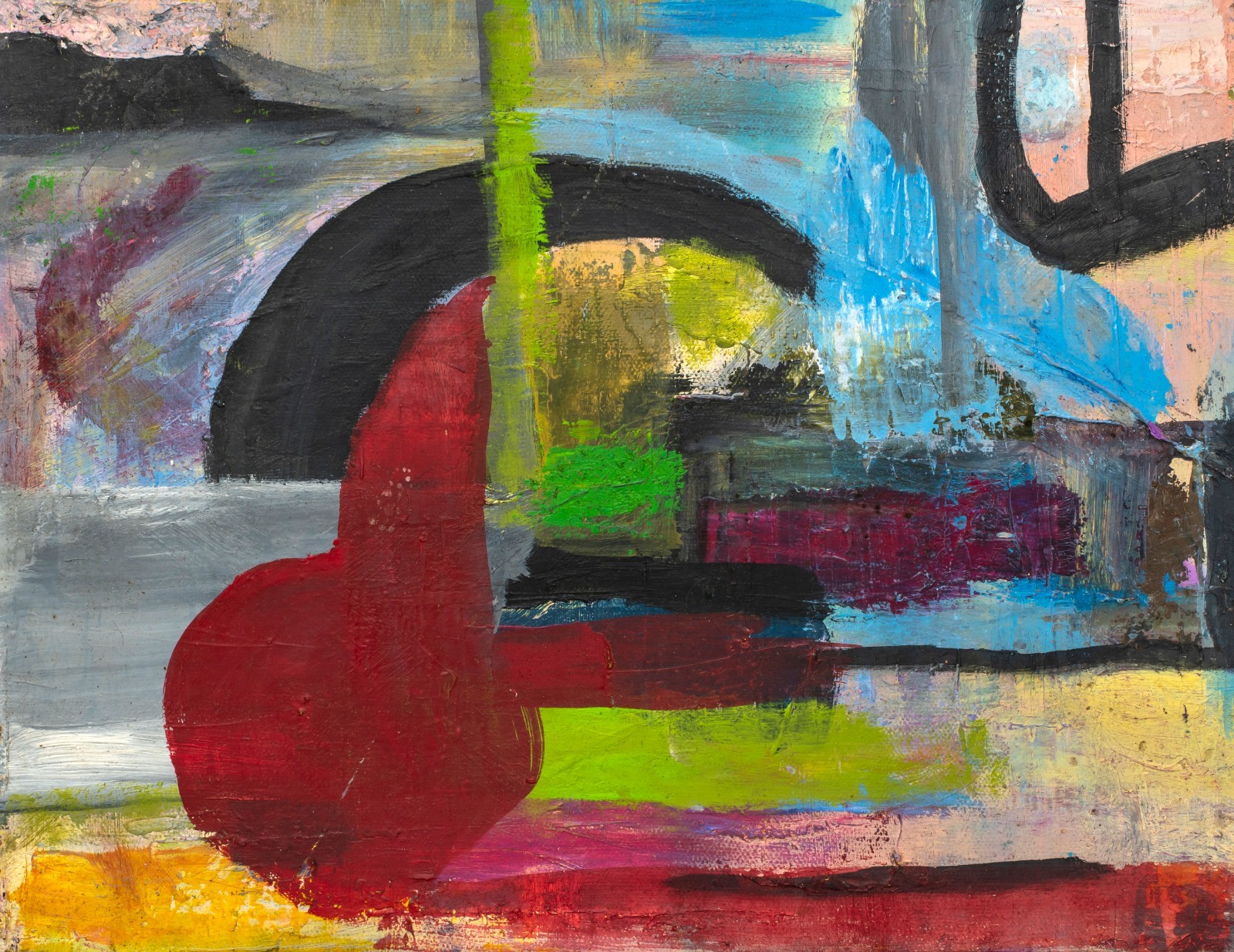 Vintage 1980’s Abstract Expressionist Painting, Balance, by CJG, 11″ x 14″