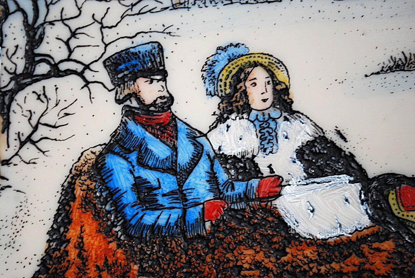 Hand Colored RARE Currier & Ives ARTINI ENGRAVING ‘THE ROAD WINTER’ Framed 17.5″