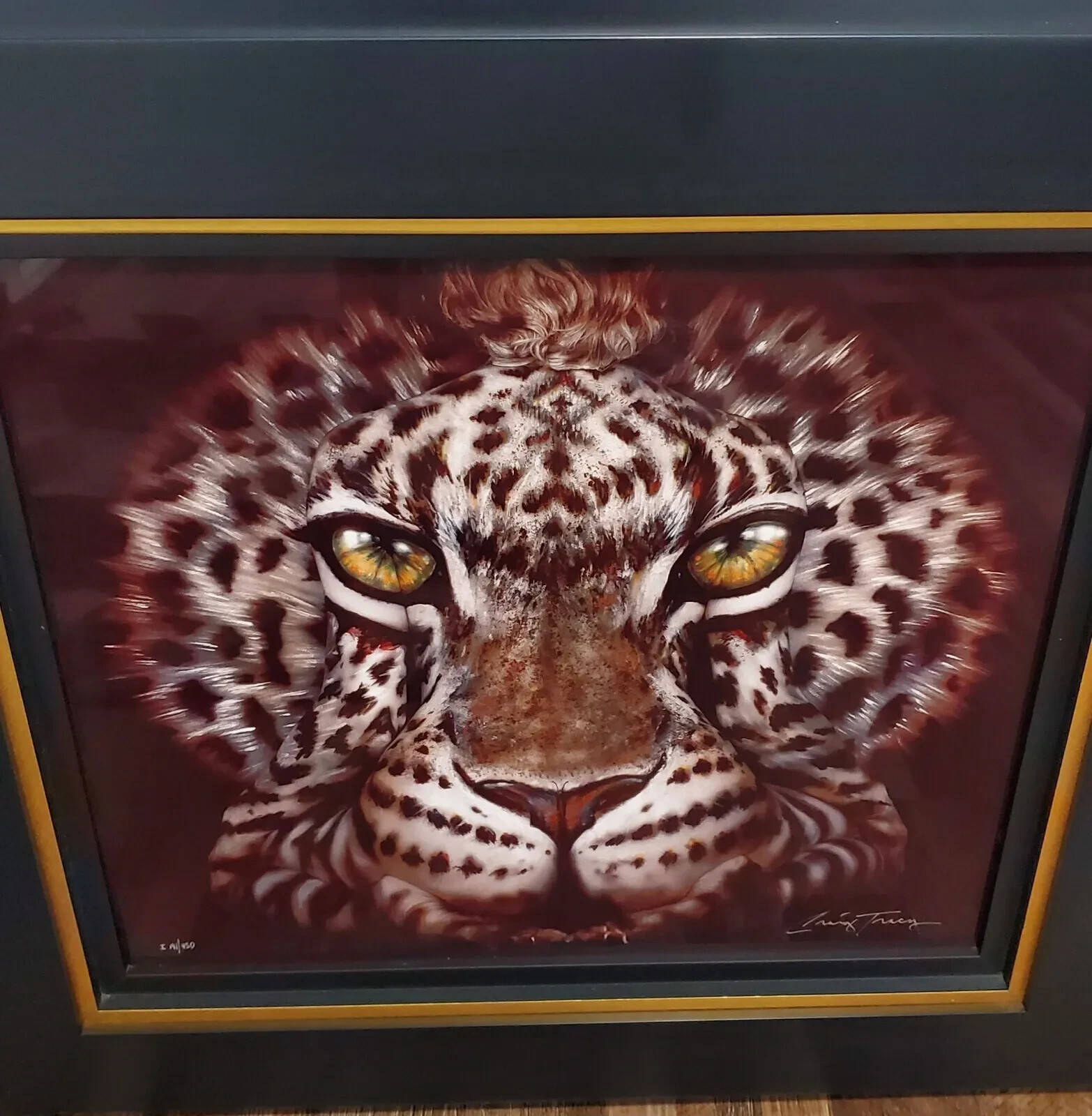 CRAIG TRACY .Dye Sublimation «Feral» Tiger Face Lady Art Piece 