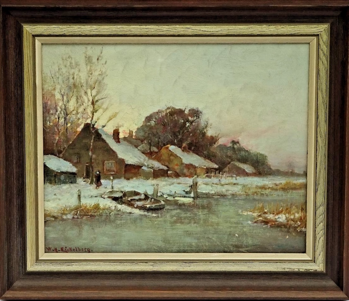 Willem H. Eickelberg (Netherlands,1845-1920) Oil Painting, Major Dutch Artist