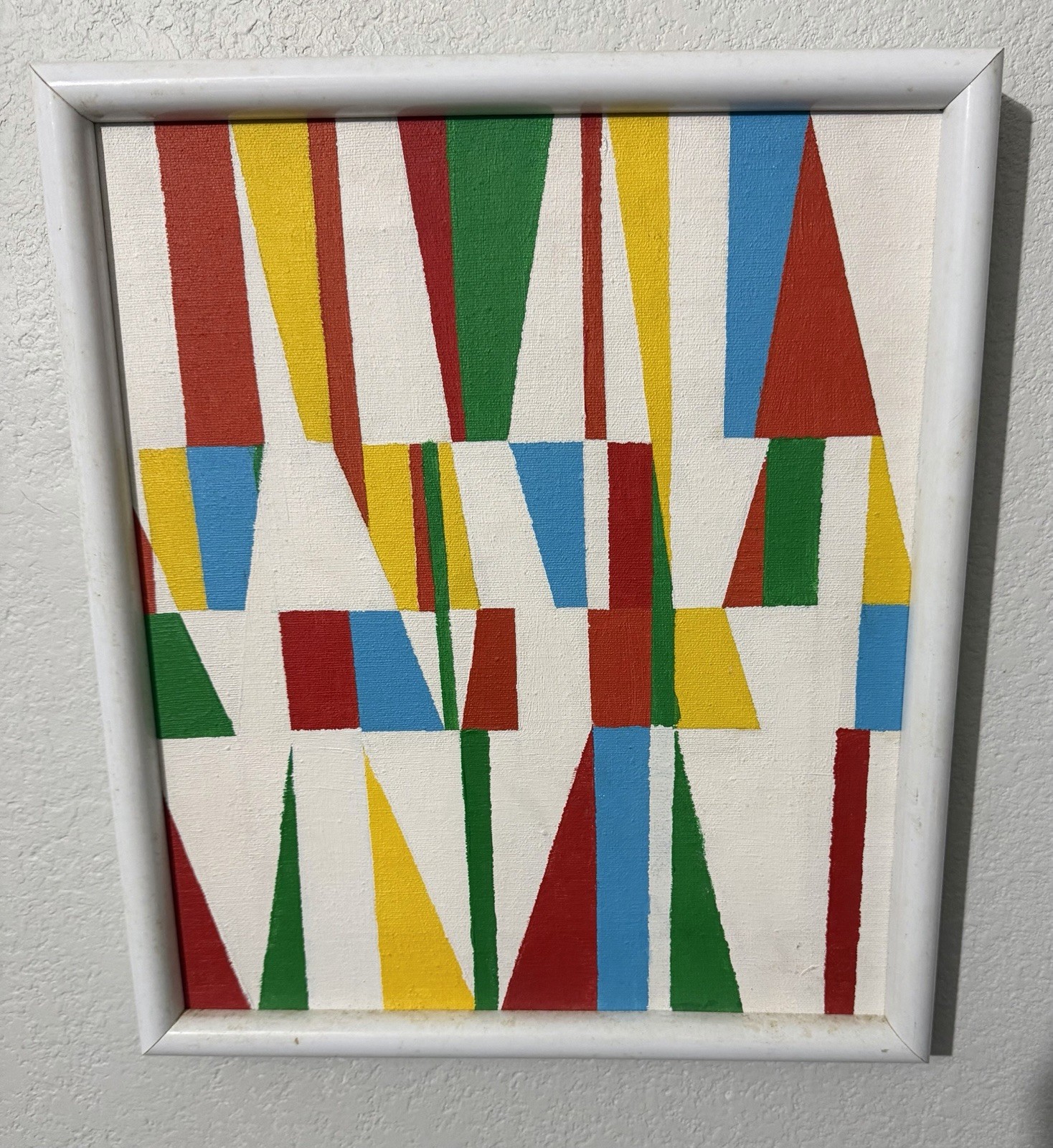 Vintage Mid Century Modern Geometric Abstract Painting Signed Susan Edlinger Art
