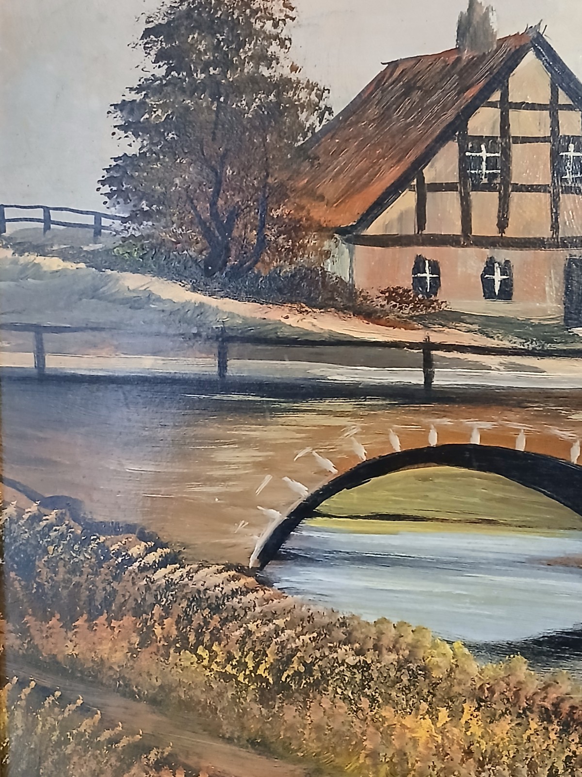 Vintage R. Schneider Signed Original Oil Painting With Wooden Frame 24.5″ X 29″