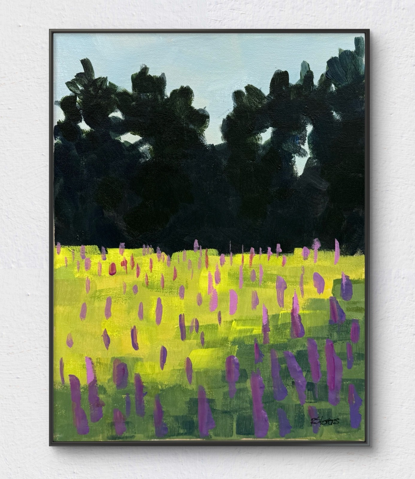 Original 14×11 Acrylic Landscape Painting Flowers Contemporary Modern Art