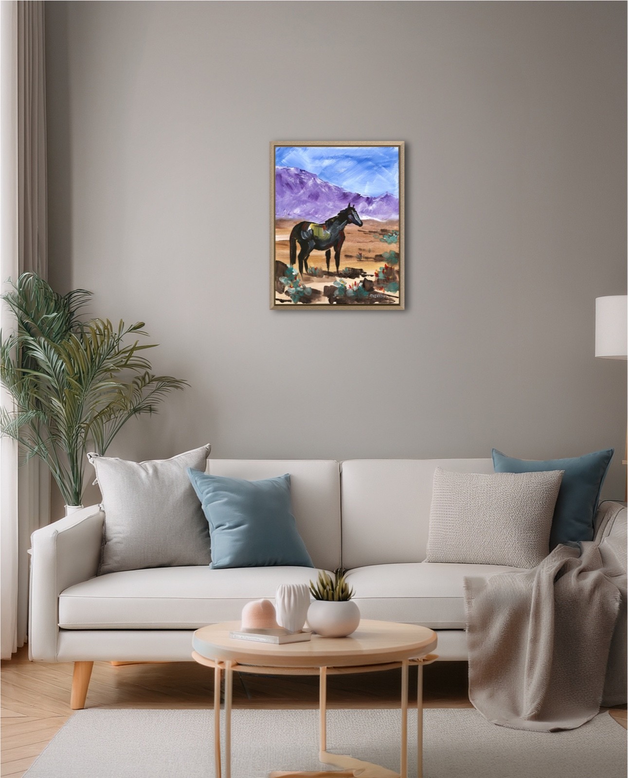 Atherton 11×14 Original Expressionism Acrylic Painting «Horse in Desert» signed