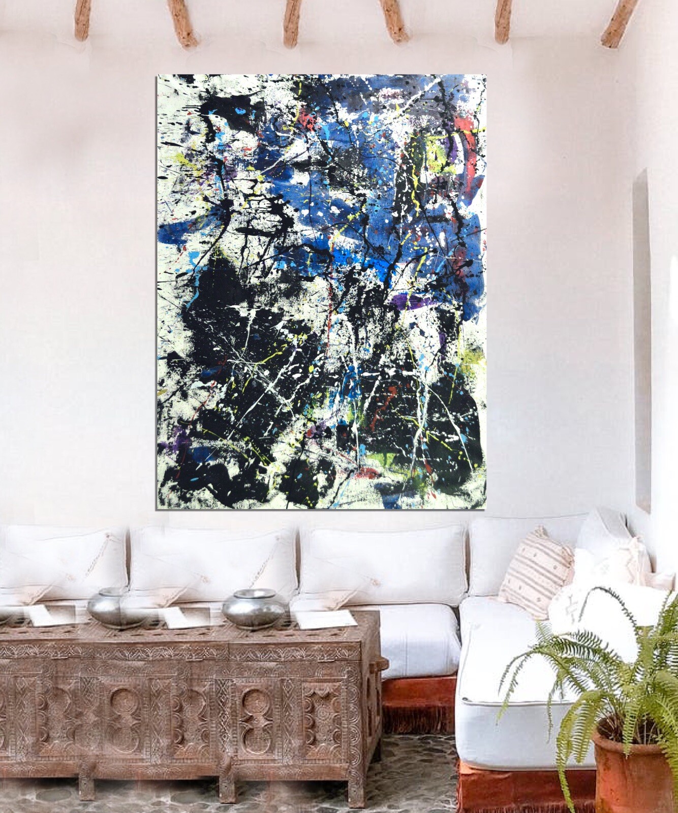 Pollock/Richter style￼ Profession￼al Painting 81” X 62”(6ft 9in)Abstract Modern