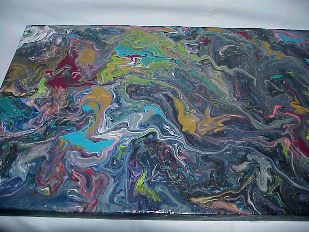 ORIGINAL ACRYLIC PAINTING ABSTRACT ART Wall Decor fluid pour multi color