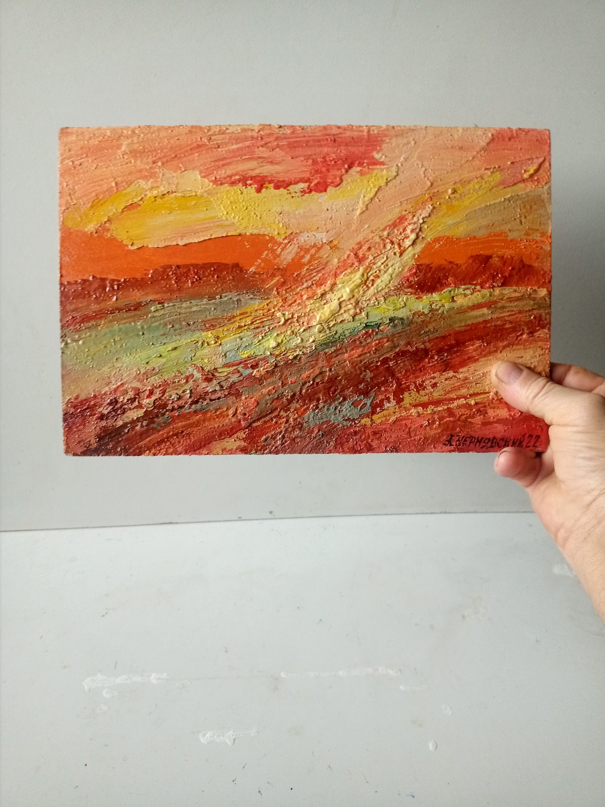 Abstract Impasto Painting Original Art Impression Oil Painting 7.6 x 11.8 in