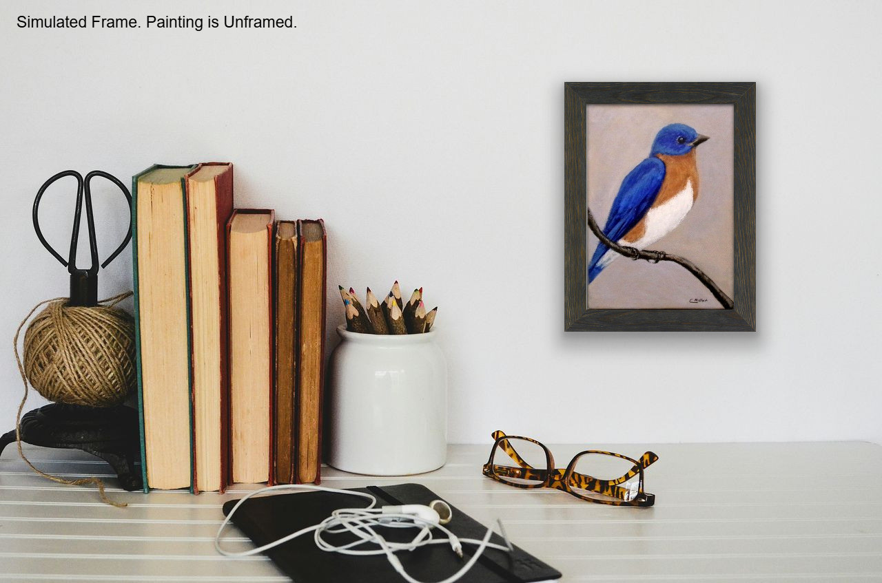 Bluebird Original Bird Painting by Chris Miller 5×7 Wildlife Fine Art Decor