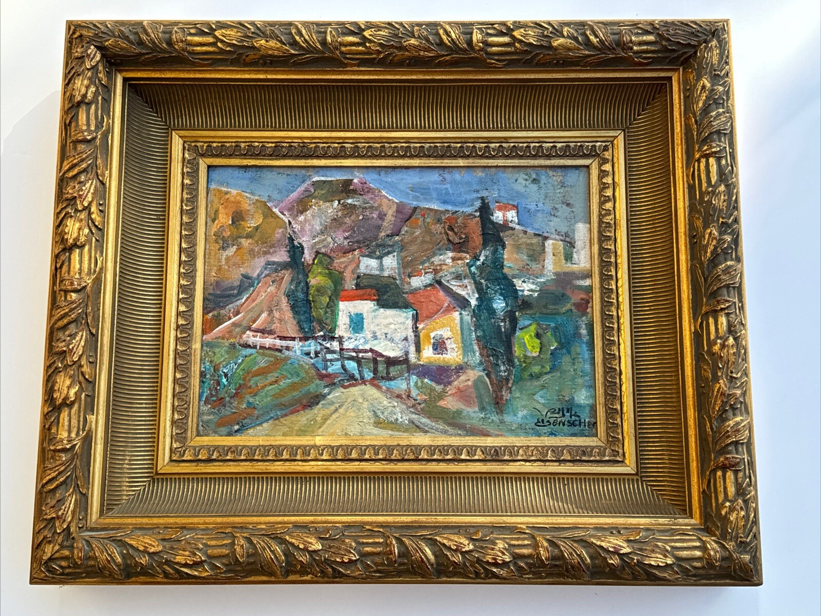 JACOB EISENSCHER PAINTING ISRAEL AUSTRIA MODERNIST LANDSCAPE FAMOUS LISTED RARE