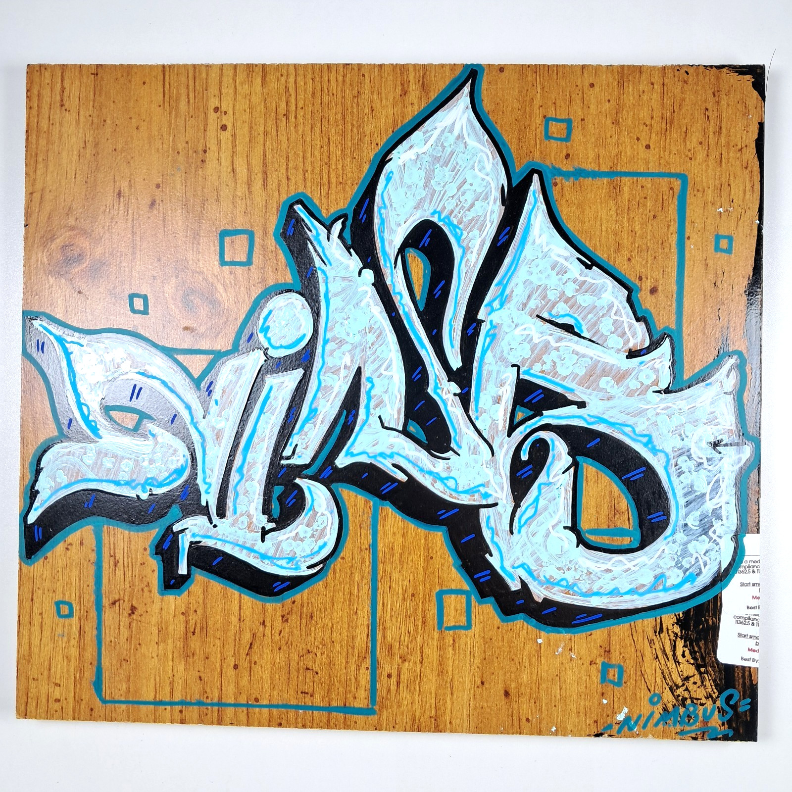 Hand Painted Wooden Board 11″x10″ Graffiti Style PAINTING OOAK ART ORIGINAL