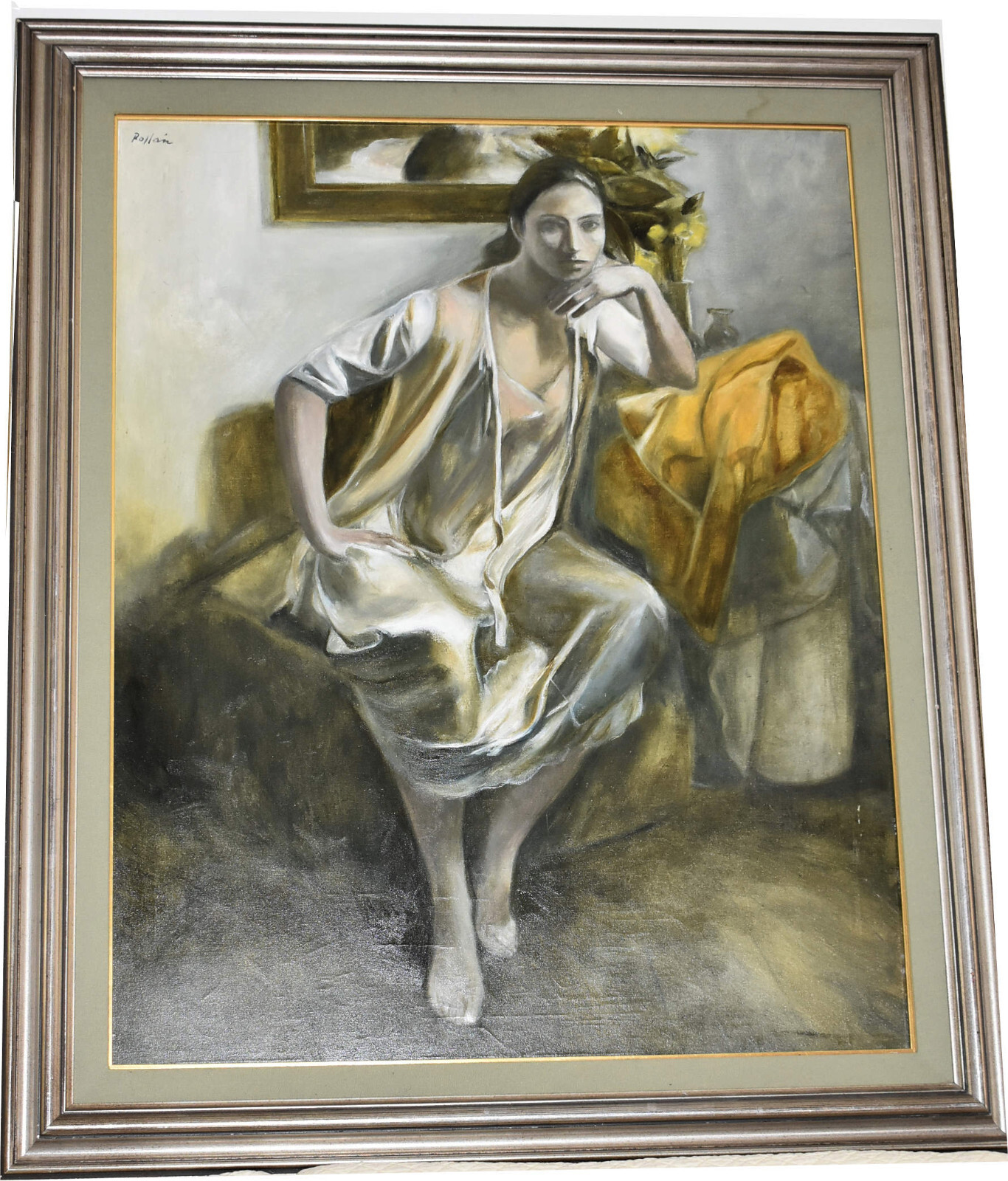 Rollan, Jordi Lahoz~Large Oil on Canvas Painting~»Pensive Young Lady»~Signed