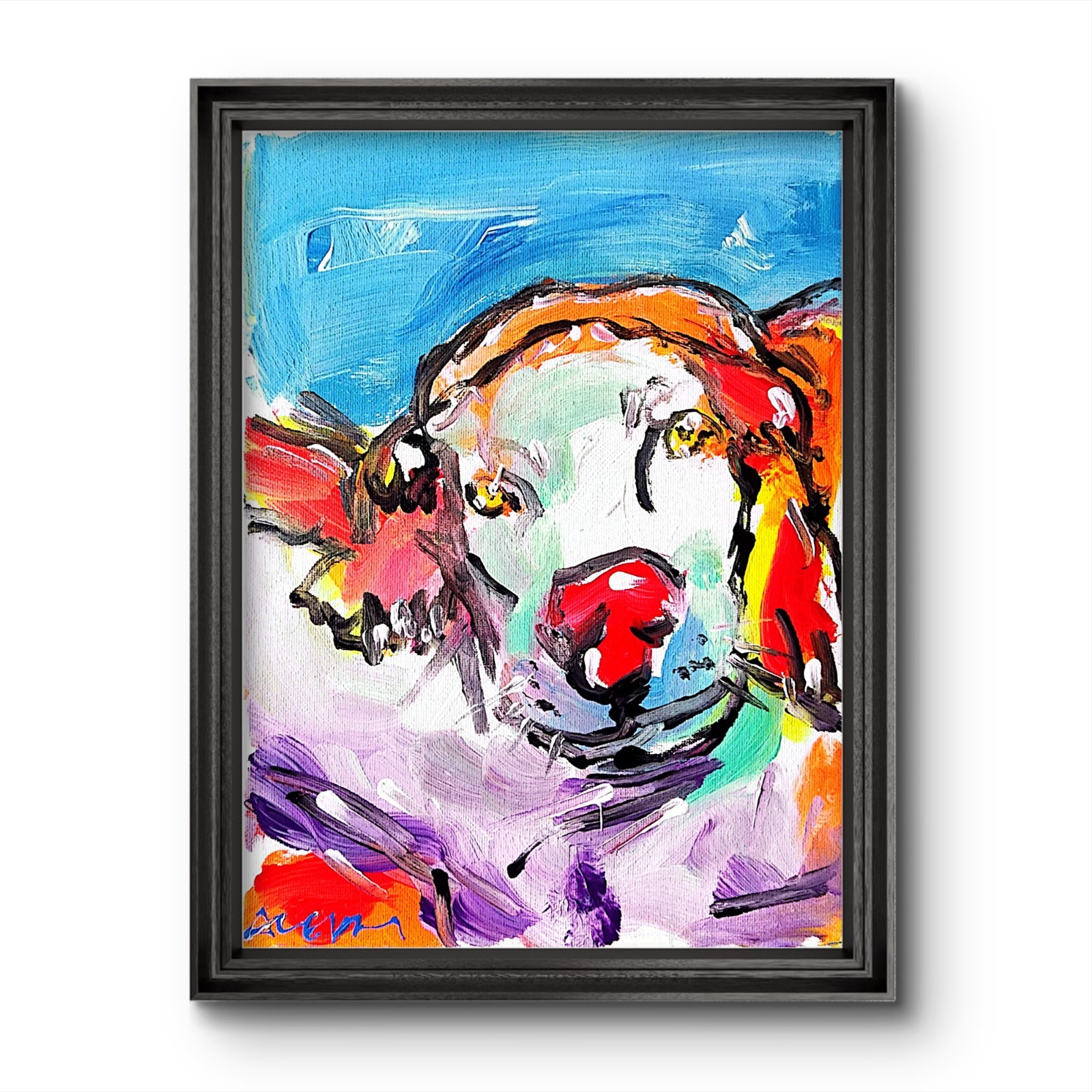 Aleph Hand Painted Dog 9×12 Animals Acrylic Art Living Room Decor Canvas