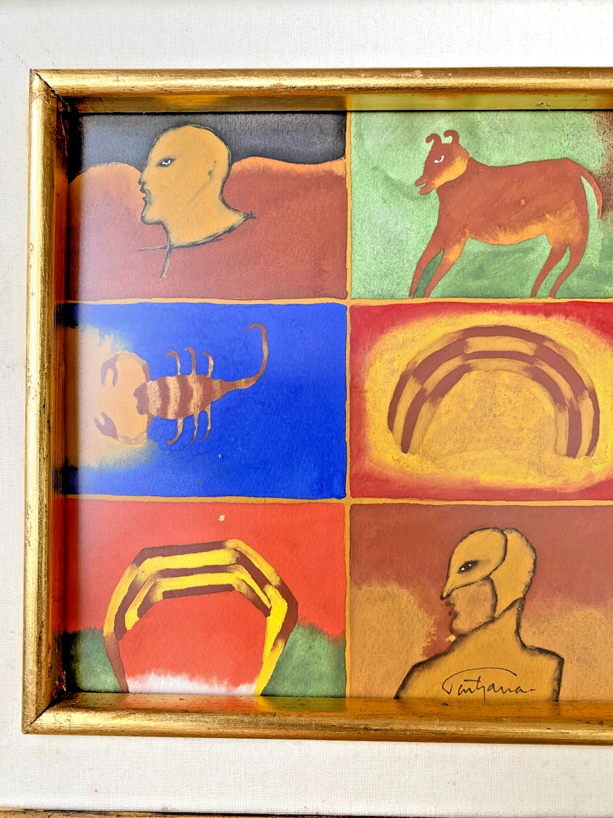 Listed Mexican Artist Soid Pastrana Original Painting Ex Cond Faces & Scorpion