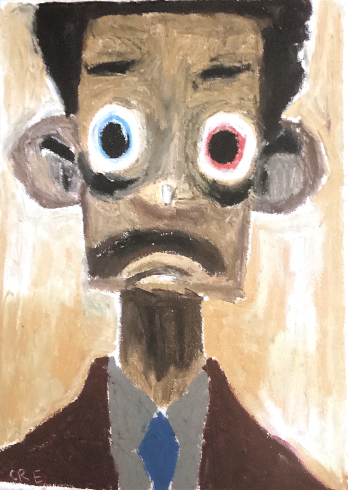 African Black Man Big Portrait Comics Cartoon Silly Original Art 11 by 14 Canvas