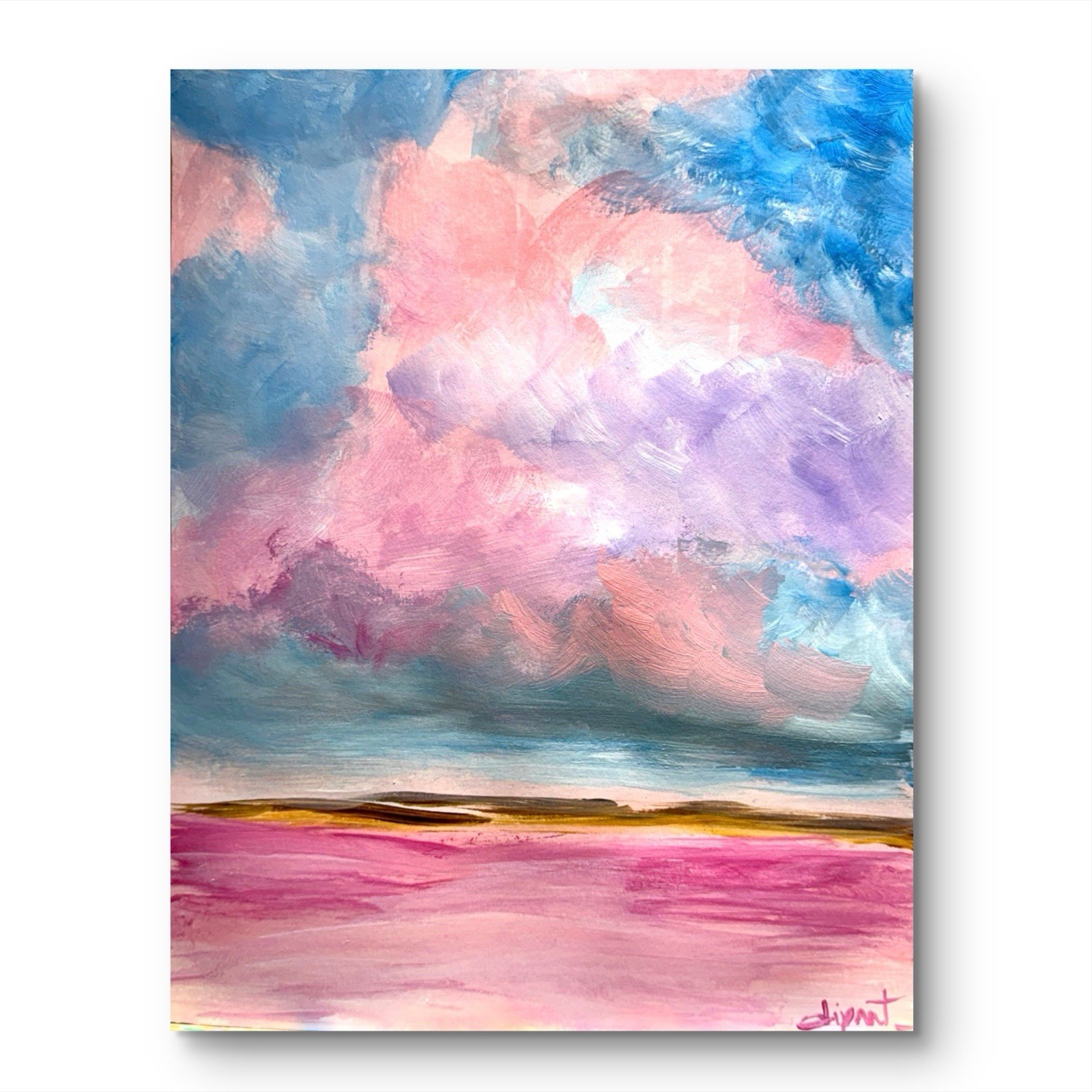 Original Art Pink Clouds 11×14 Paper Expressionism Modern Fine Art Wall Art