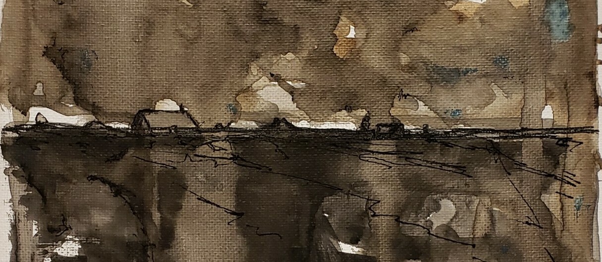 No.964 Original Abstract Modern Minimal Landscape Painting By K.A.Davis
