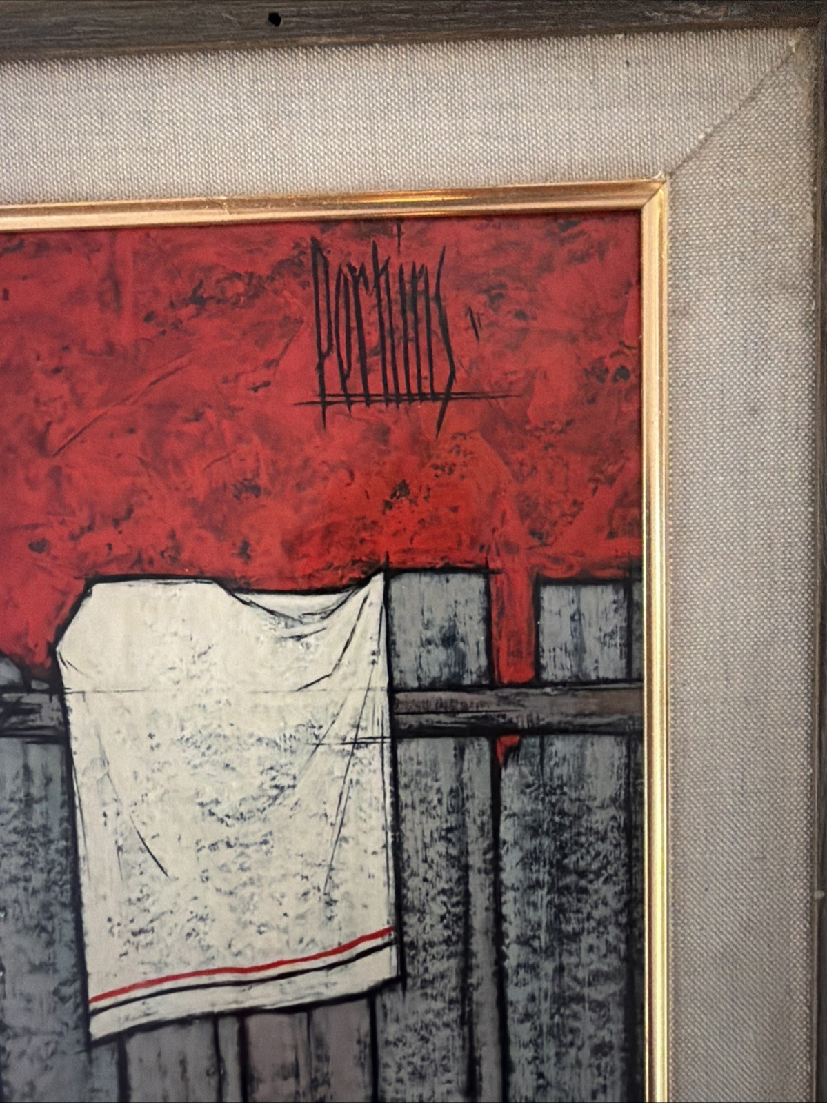 Philip Perkins Original Art Work (1907-1970) Women w Laundry 1962 Oil on Board