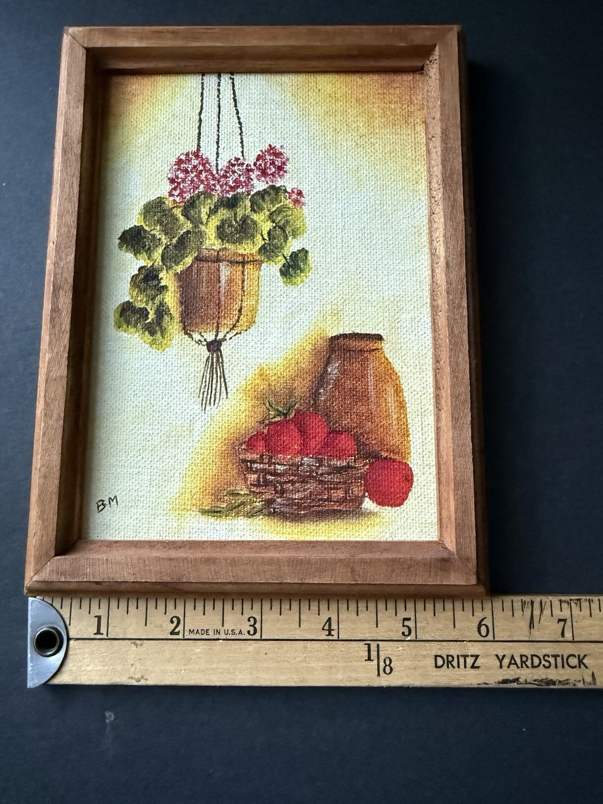 Vintage Original Oil On Canvas Signed Still Life Framed Flowers Wood Frame Retro