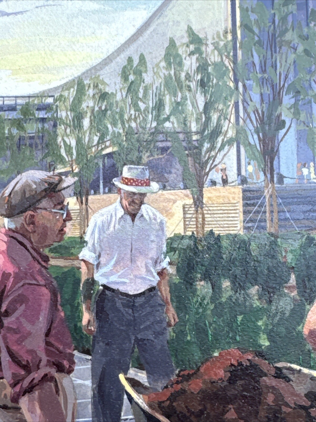 INDUSTRIAL CITY PAINTING URBAN CONSTRUCTION ILLUSTRATION REGIONALISM WORKERS