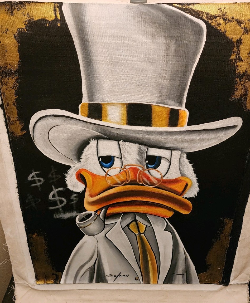 Mr. Duck Original Oil Painting On Canvas Signed By Artist H 28×W 21
