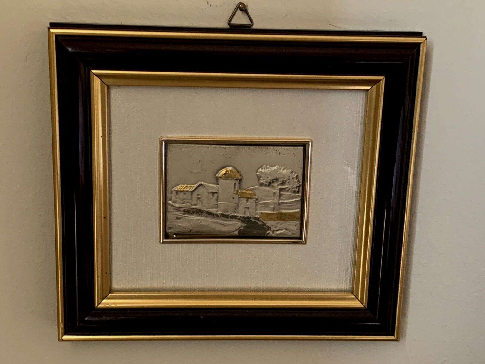 Vintage Embossed,Relief,engraved intaglio, sterling .925 Silver Italian Fine art