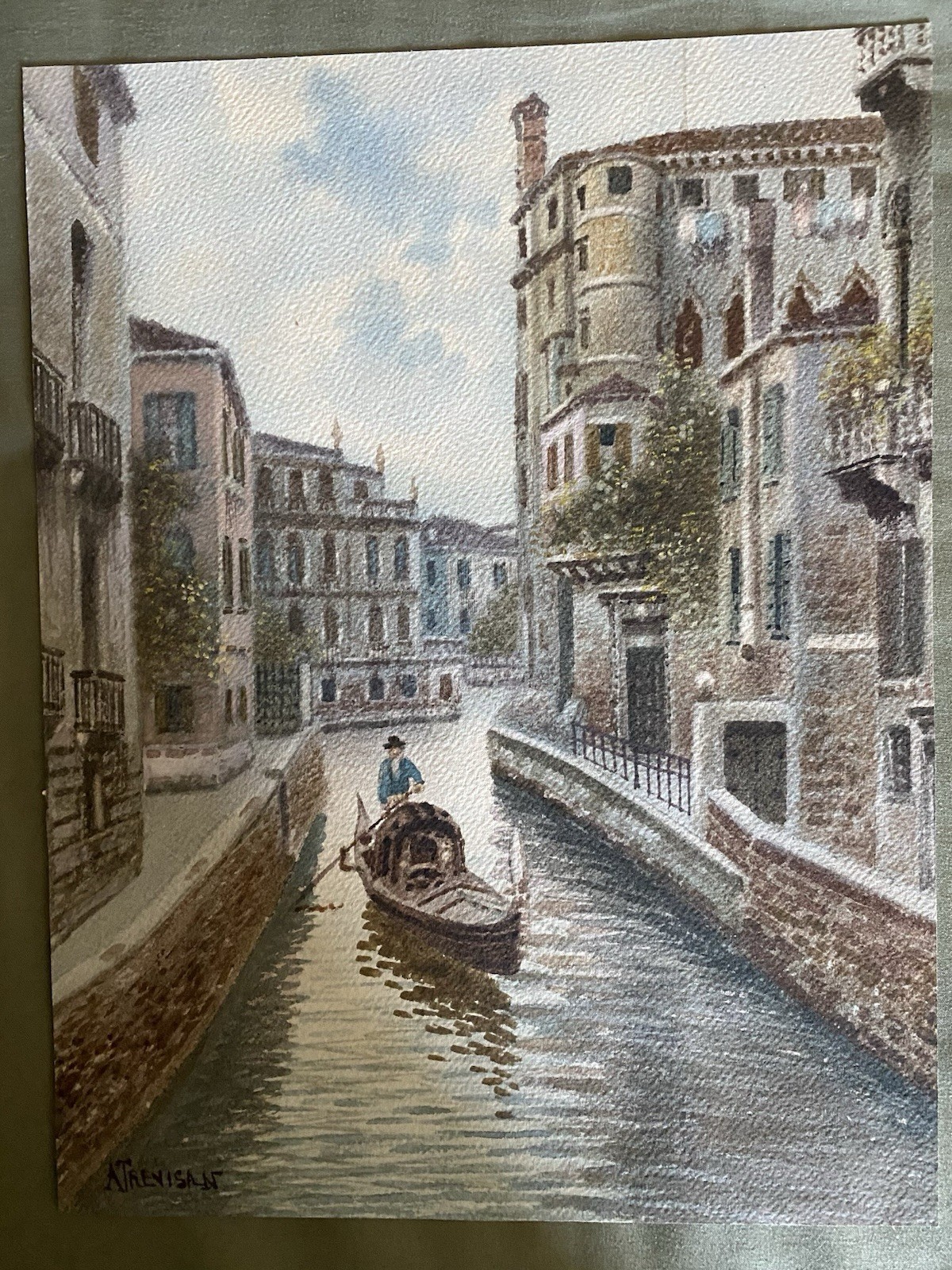 Alberto Trevisan (Italian 1919-1978). Venice watercolor on paper. 11″ x 8 1/2″