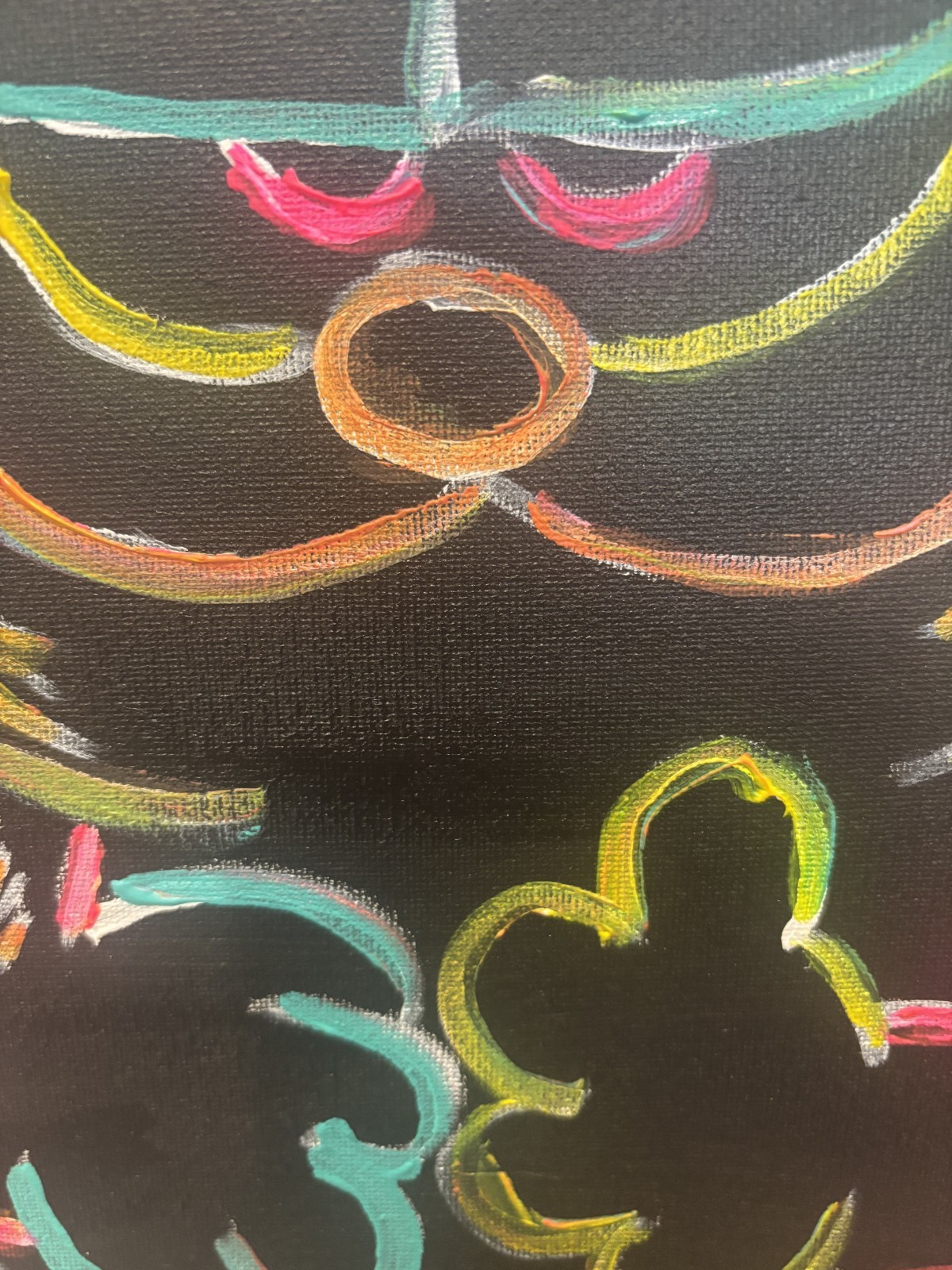 Neon Cartoon Character: Original Acrylic Painting, 11×14, Home Office Decor