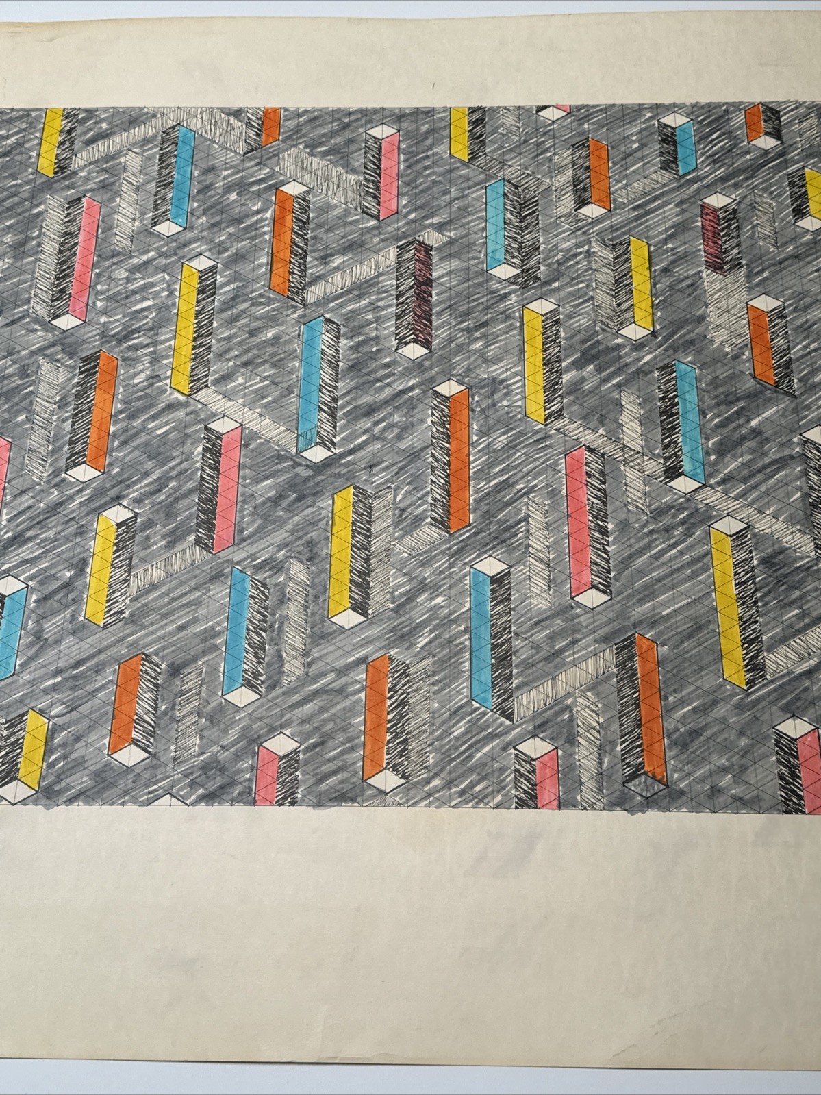 ABSTRACT DRAWING 1970’S PROFESSOR LUBENSKY POP MODERNIST CHICAGO KANSAS LISTED