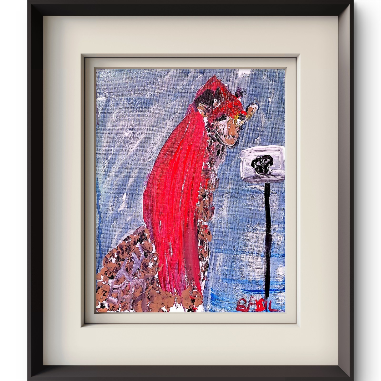 Basketball Girl Giraffe Pop Art Inspired Abstract Expressionism Canvas 11×14