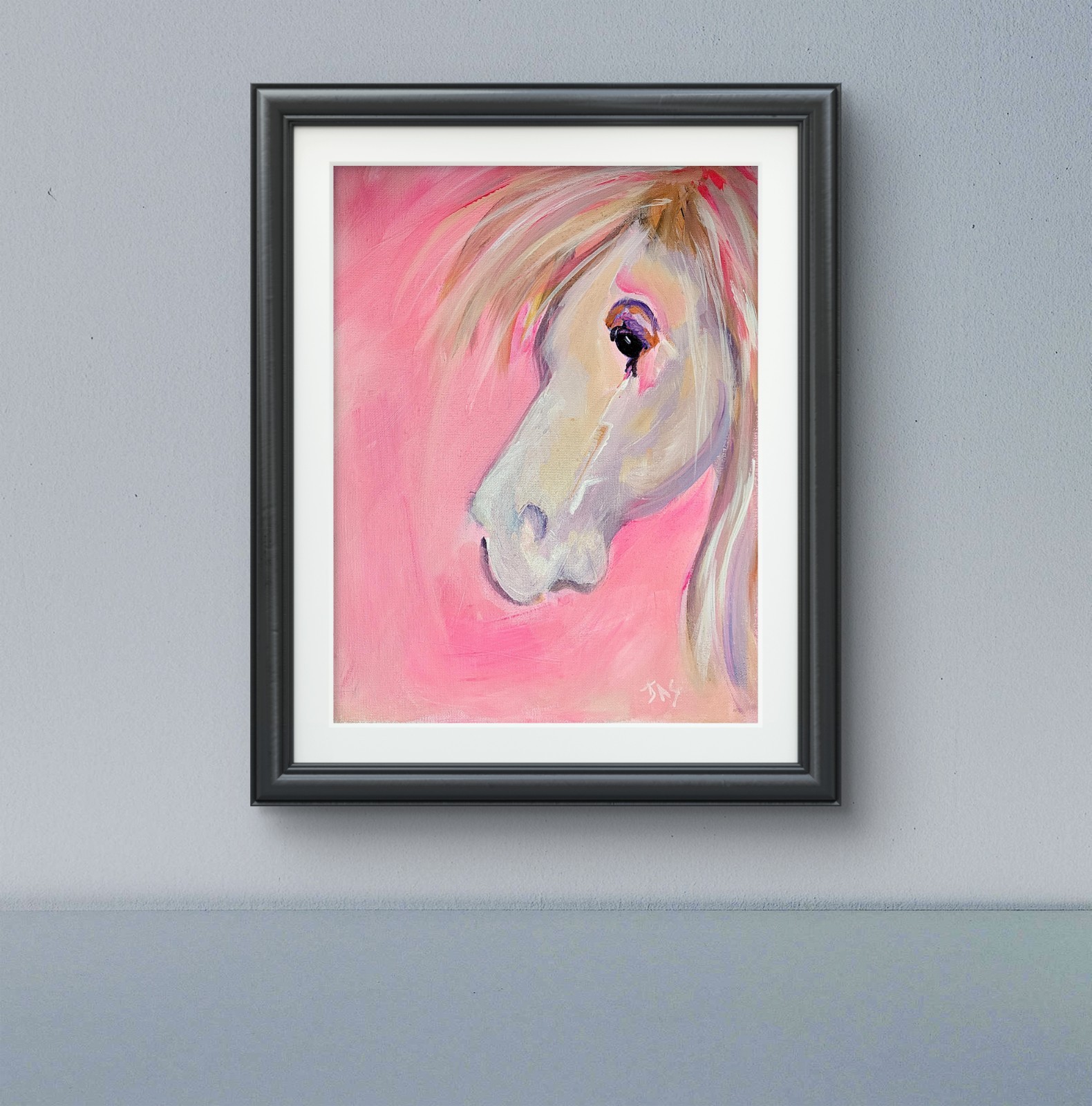 Original Horse Painting 14 X 11 Acrylic Handsigned Modern Farm Home Decor