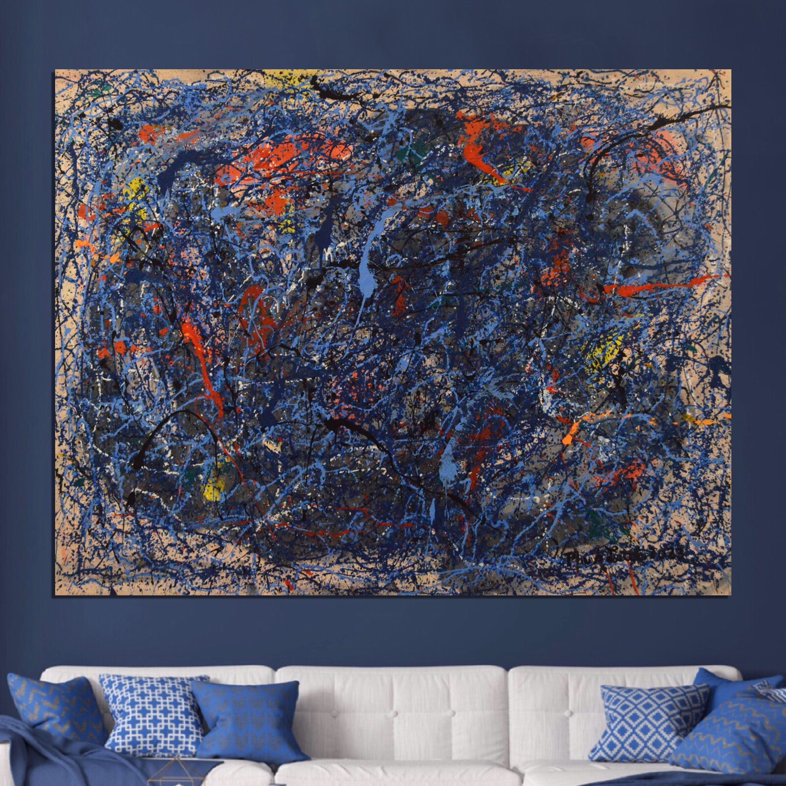 Jackson Pollock style canvas￼￼￼ Painting 81” X 62” XL (6ft. 9in.)Abstract,Modern