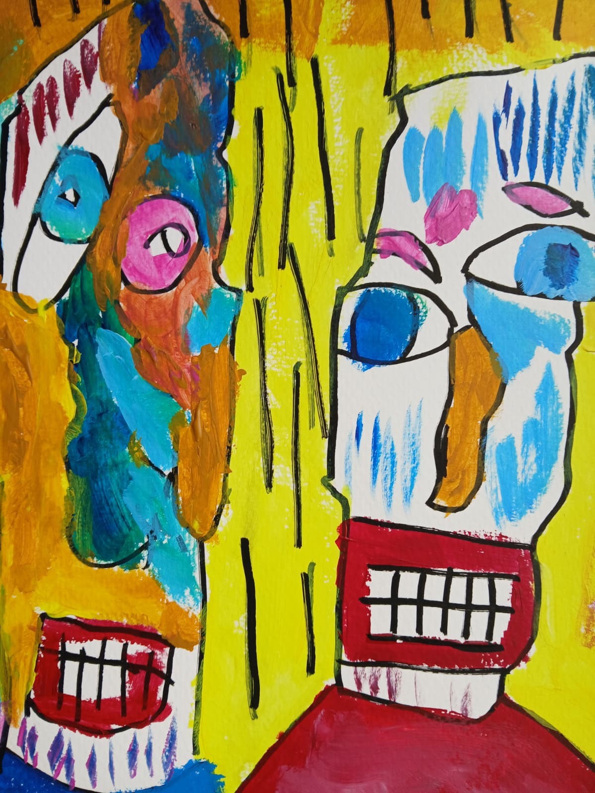Expressionism/Abstract These Two 11×14 Signed Colorful Hand Made Art Painting