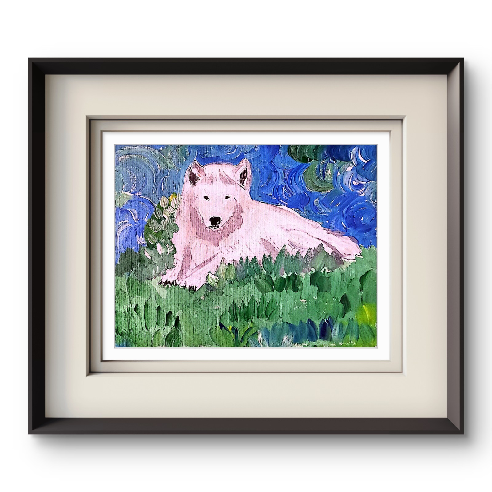Arctic Wolf Colorful Modern Art Acrylic Painting on Canvas 1