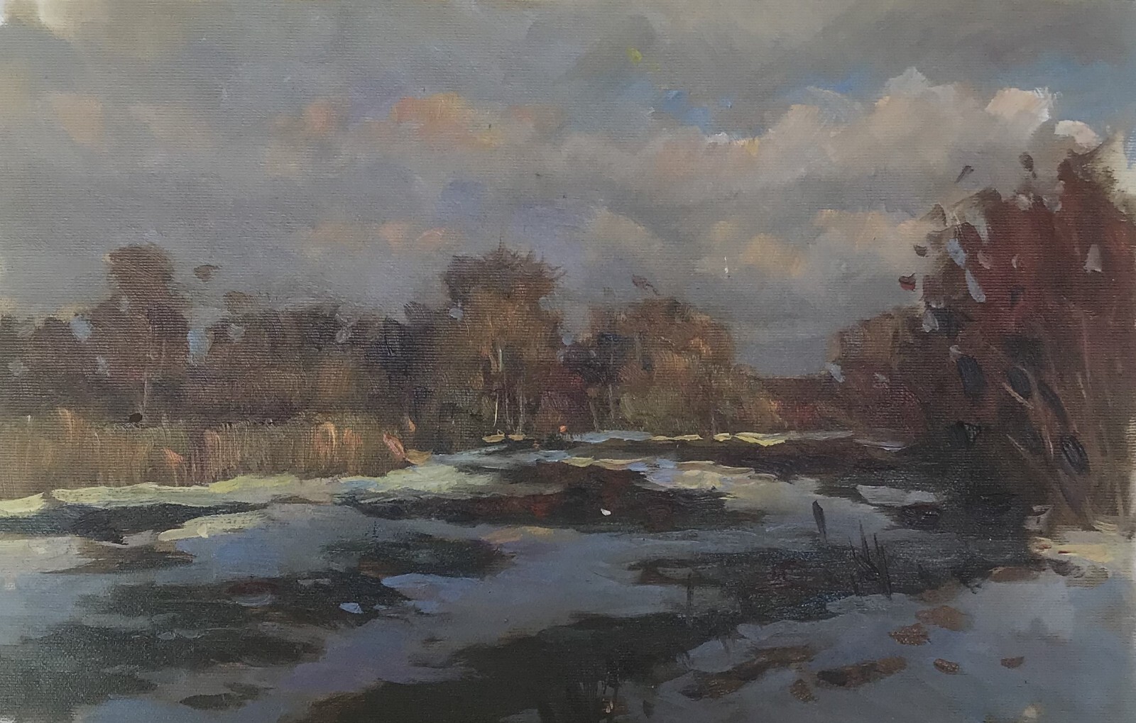 Oil painting Early spring Ukrainian decor original art