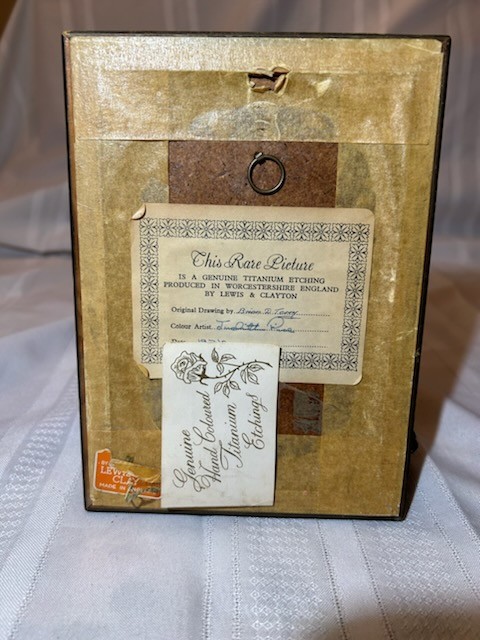 Original hand colored Titanium Etching produced by Lewis & Clayton, Rose- 1976