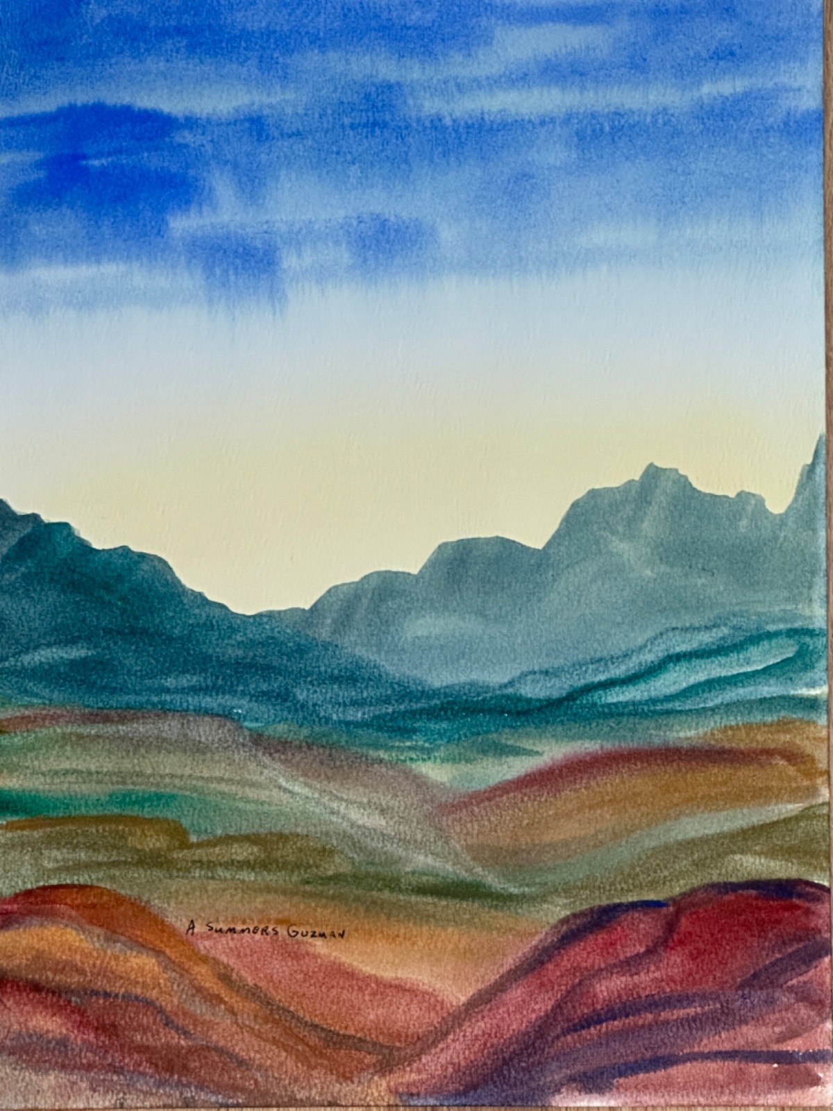 ALICE GUZMAN ORIGINAL WATERCOLOR PAINTING 15″ X 11″ NEW MEXICO ARTIST 1980’S