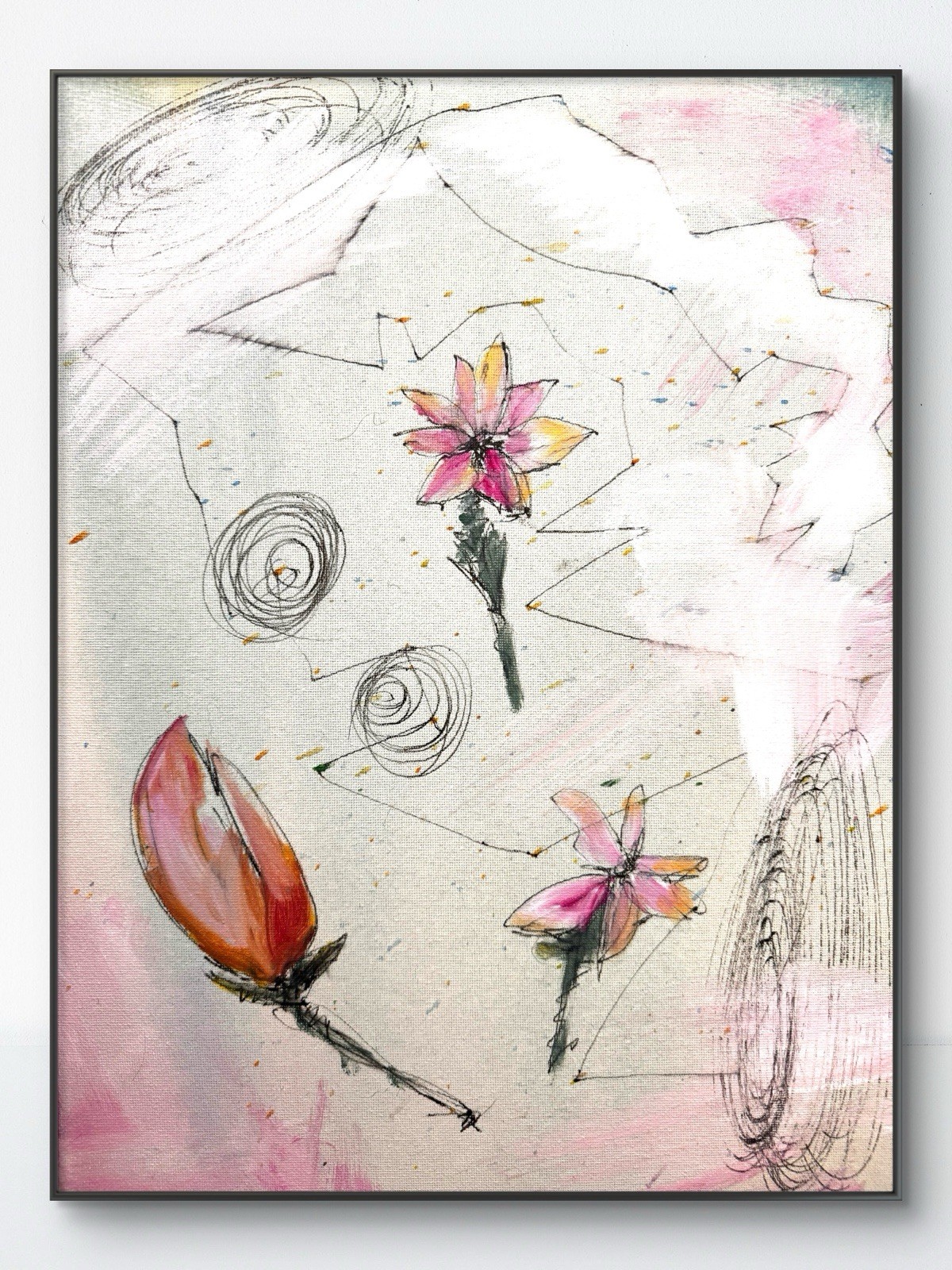 Original Abstract 12×16 Flowers Expressive Handmade Signed Unique Wall Art 499
