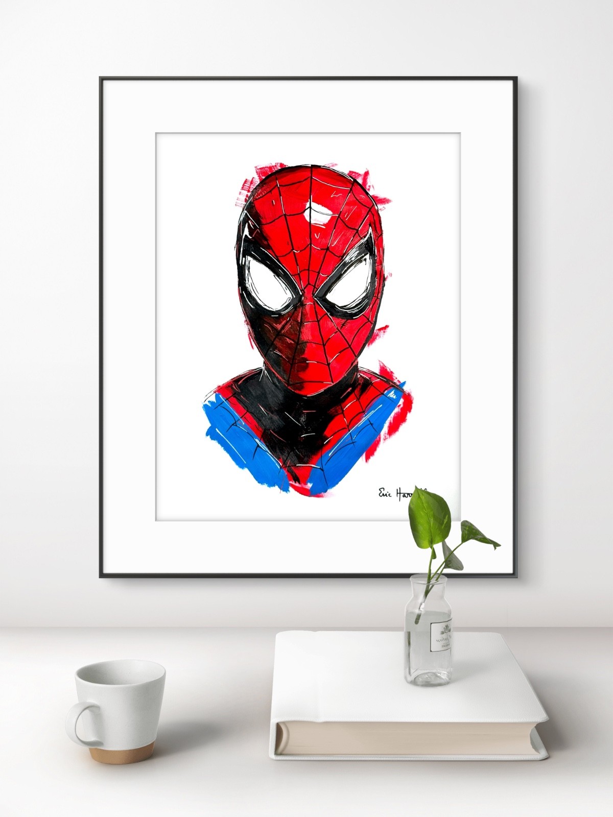 Original Spiderman 11×14 Paper Bold Expressionist Painting Signed Home Decor Art