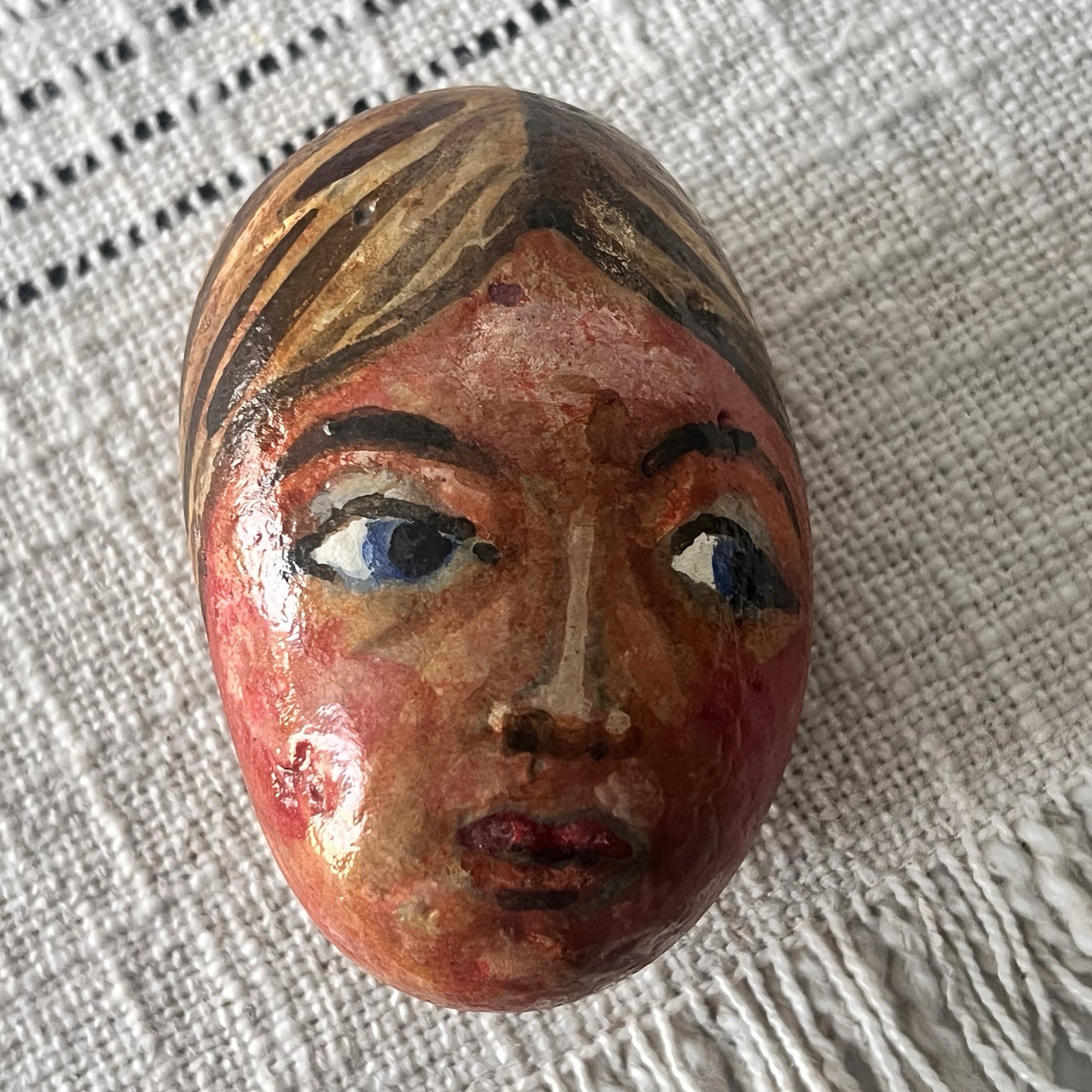 Rock Painting Hand Painted River Rock Stone Art Woman Face