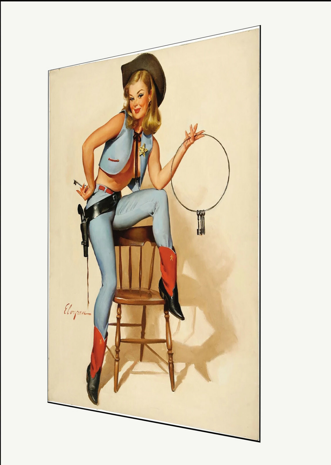 Vintage pin up model print Gil Elvgren art poster canvas painting cowgirl