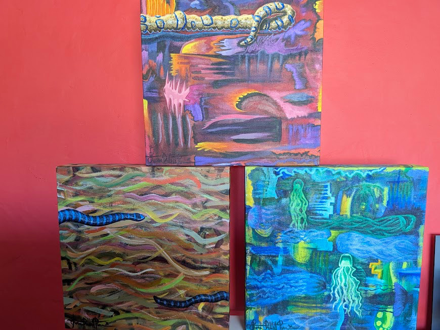 Deadly Sea Creatures by Steven DeWitt Perrin Origianl Oil on Canvas Artwork Set