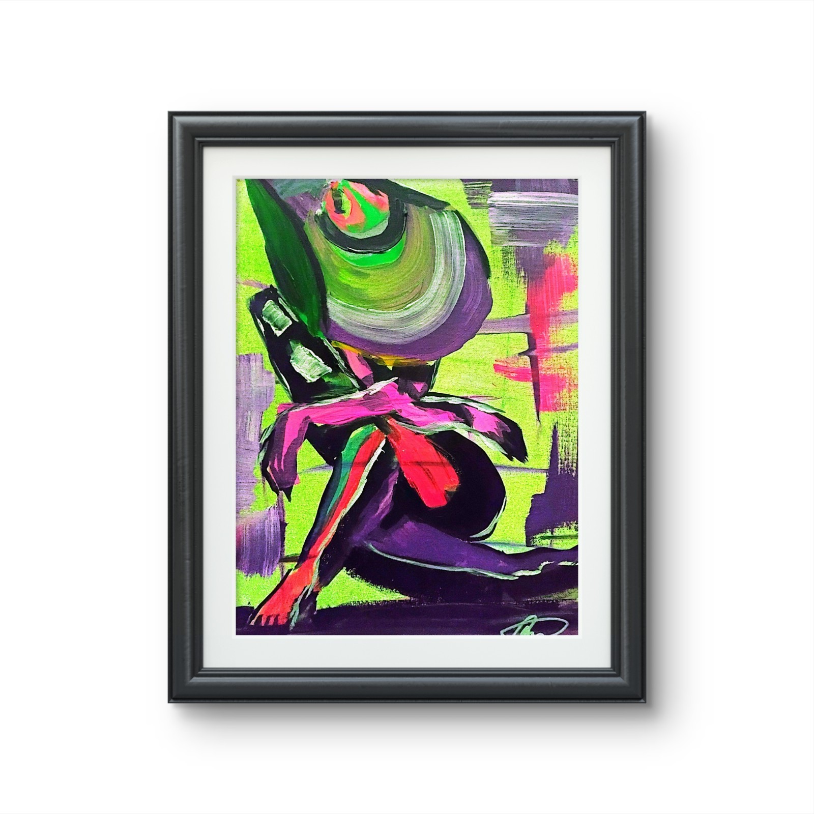 Original art 14 X 11 CANVAS Colorful Lady Modern Art Acrylic Painting