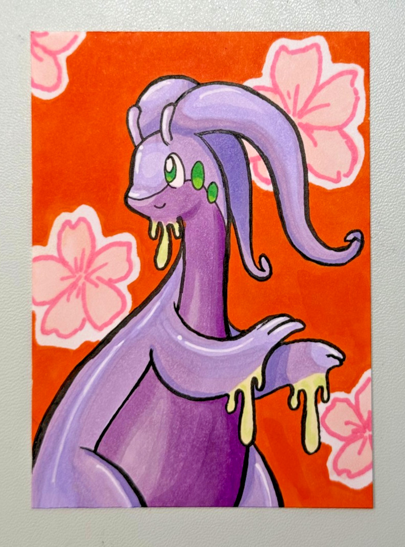 ACEO Original Pokemon Fanart «Goodra», Mini Art 2.5 x 3.5 Inches Anime