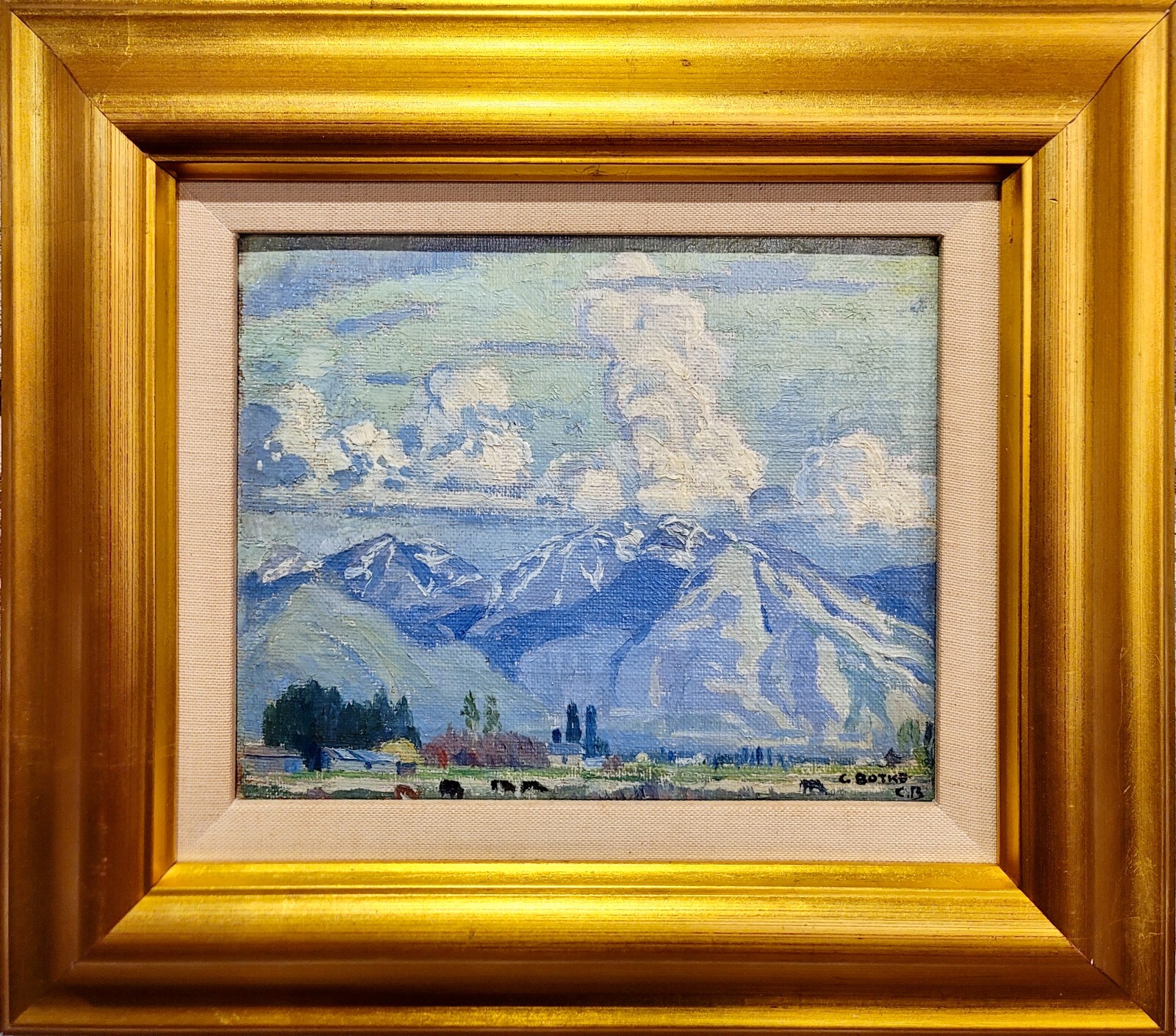 Cornelis Botke-1927 Ojai Farmland by the Topa Topa Mountain-Oil painting