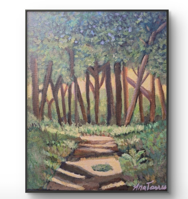 Sun Through The Forest 8×10 Acrylic Canvas Panel Painting