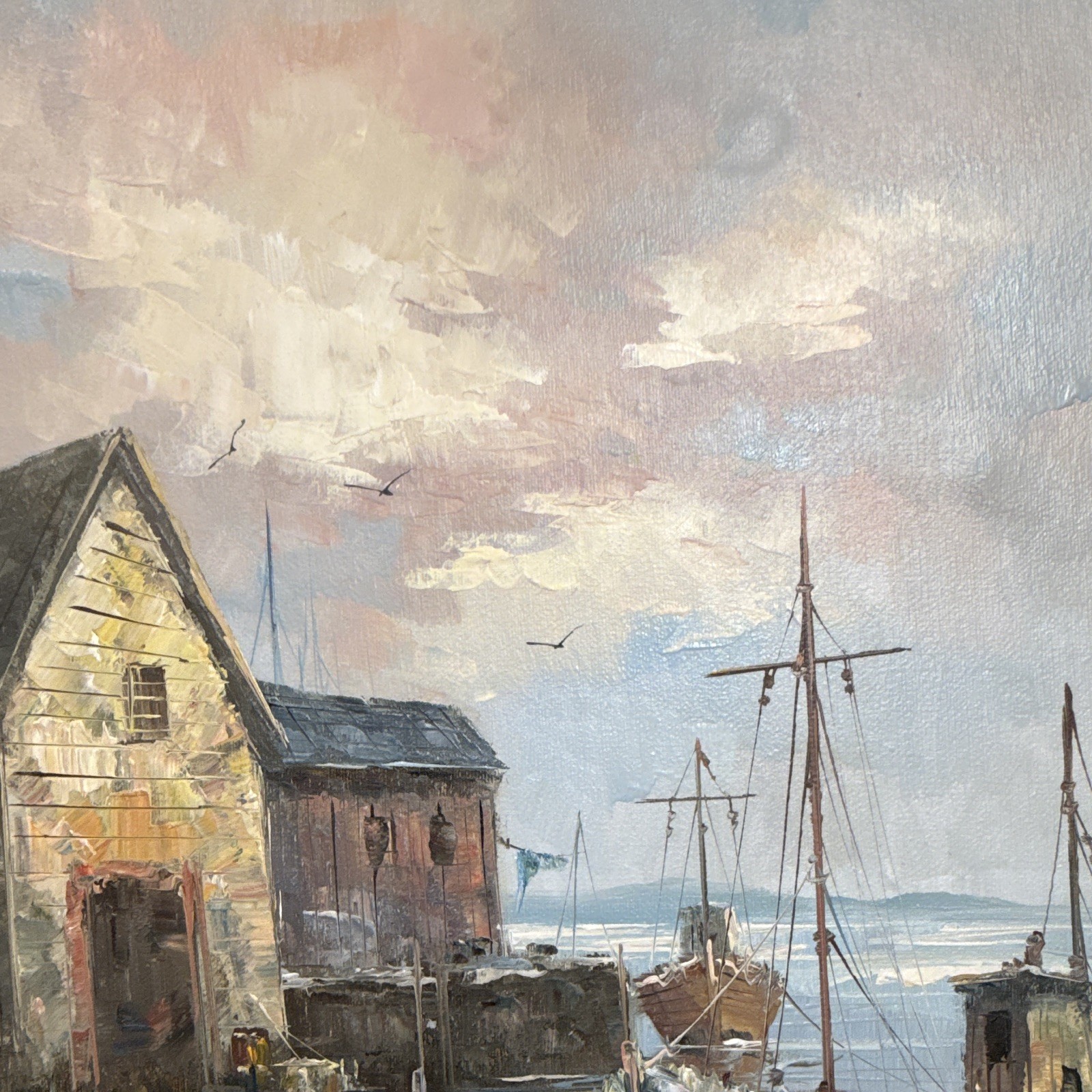 A. L. Scott Signed Framed Impressionist Harbor Seascape Boats Painting