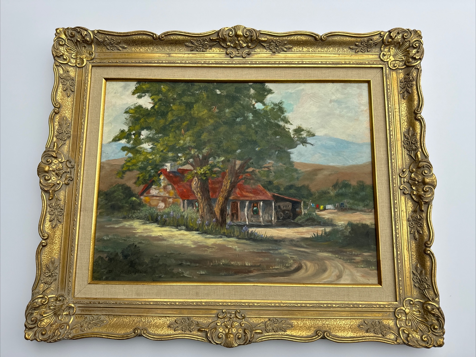 OLD CALIFORNIA PAINTING HISTORIC BUTTERFILED STAGE COACH STOP LAKE HUGHES 24″